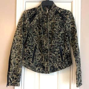 Free People Black and Tan Patterned Jacket